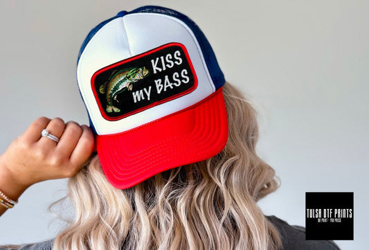 DTF KISS MY BASS FAUX HAT PATCH TRANSFER