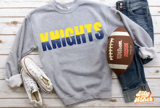 DTF KNIGHTS YELLOW/NAVY BLUE GAME DAY SPLIT DESIGN TRANSFER