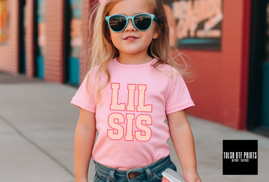 DTF LIL SIS PINK GRUNGE SPARKLE TRANSFER