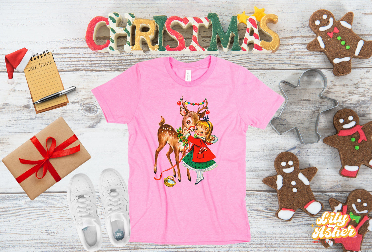 DTF LITTLE GIRL & REINDEER CHRISTMAS TRANSFER