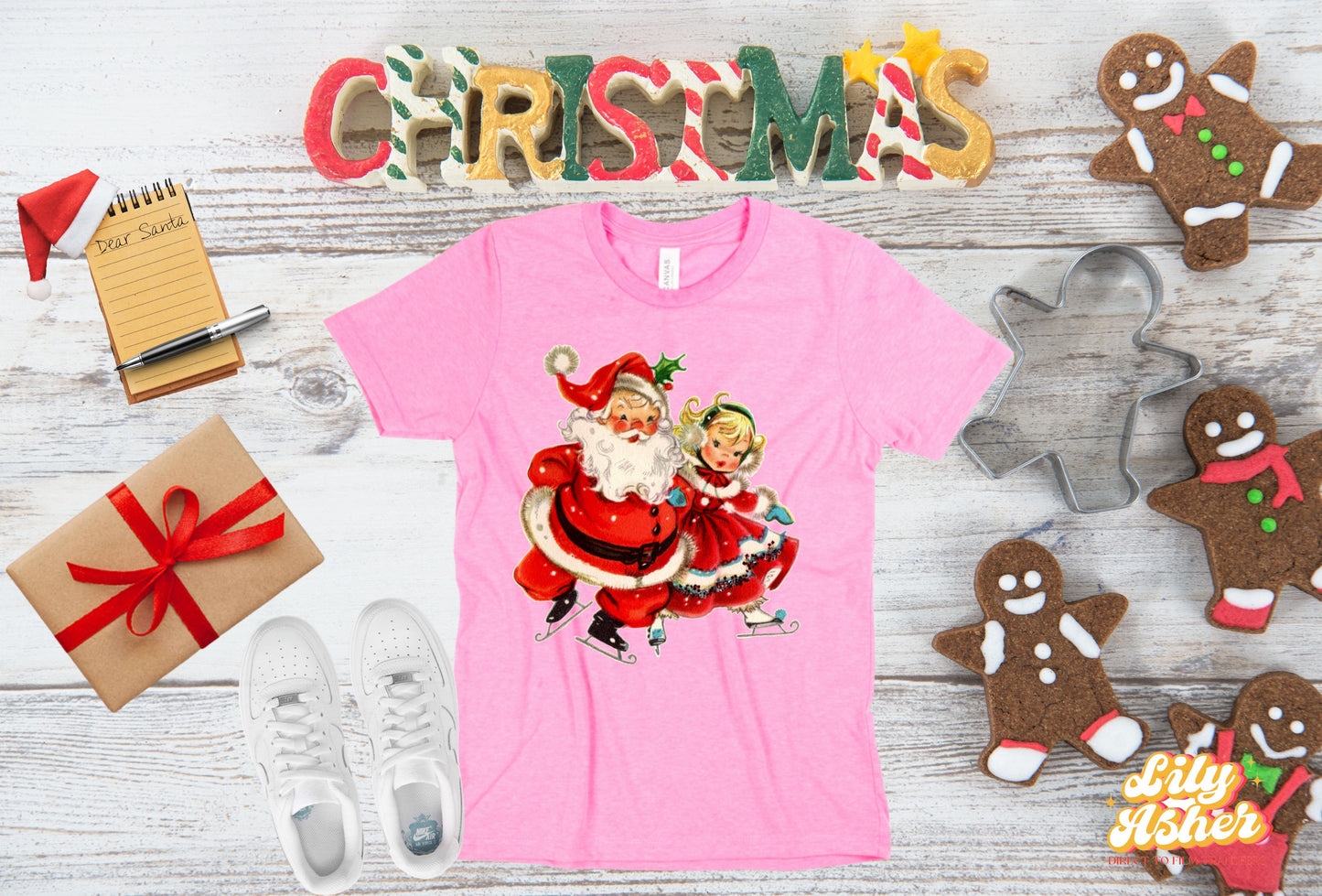DTF LITTLE GIRL & SANTA CLAUS TRANSFER