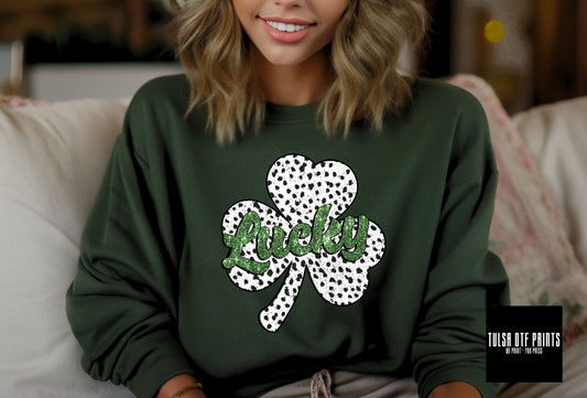 DTF LUCKY CLOVER LEAF DALMATIAN TRANSFER