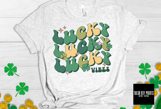 DTF LUCKY VIBES STACKED TEXT TRANSFER