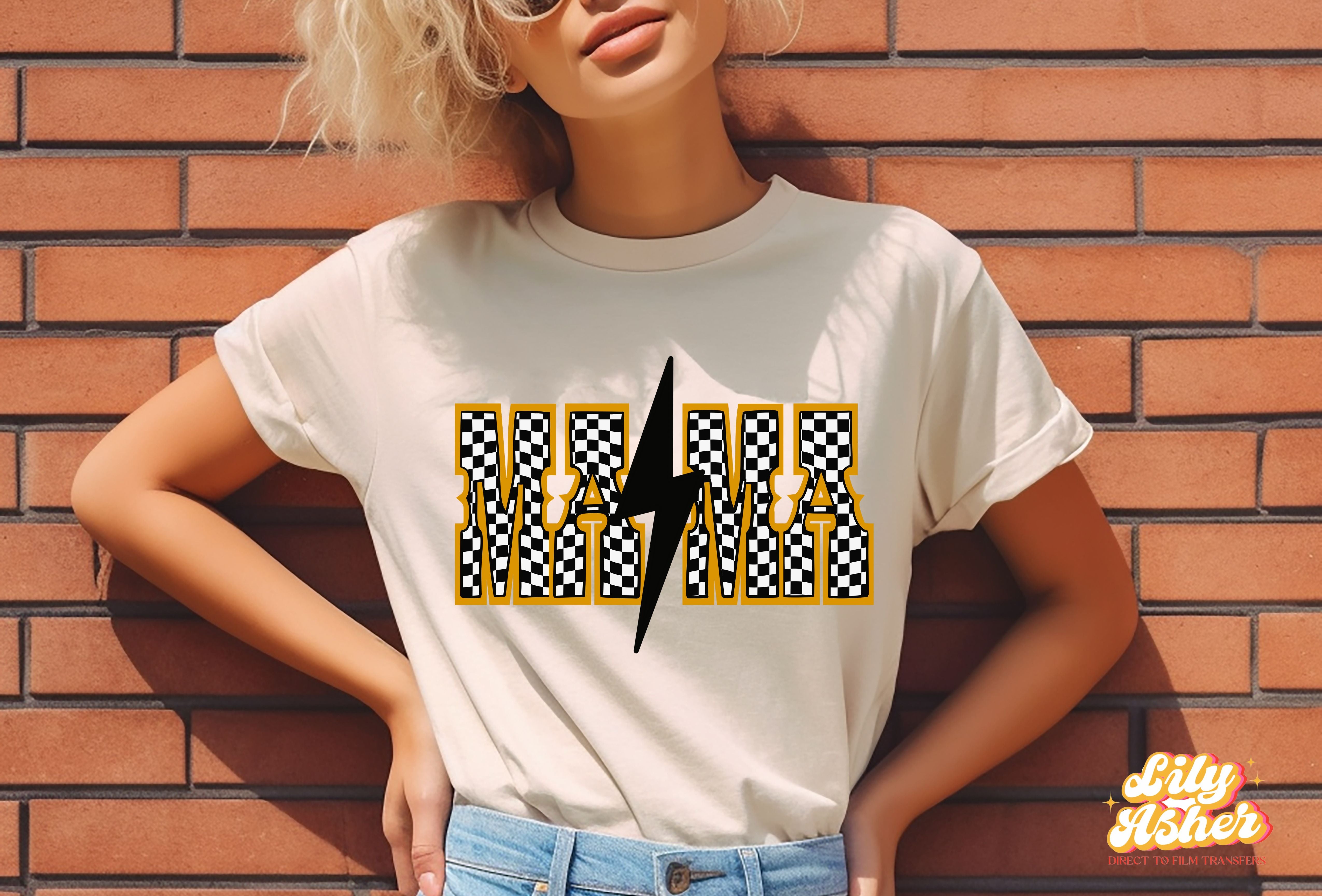 Dtf Mama Checkered Lightning Bolt Transfer Tulsa Dtf Prints