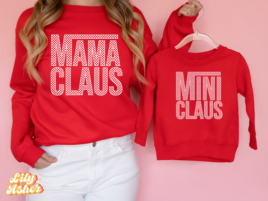 DTF MAMA CLAUS WHITE OUTLINE TRANSFER