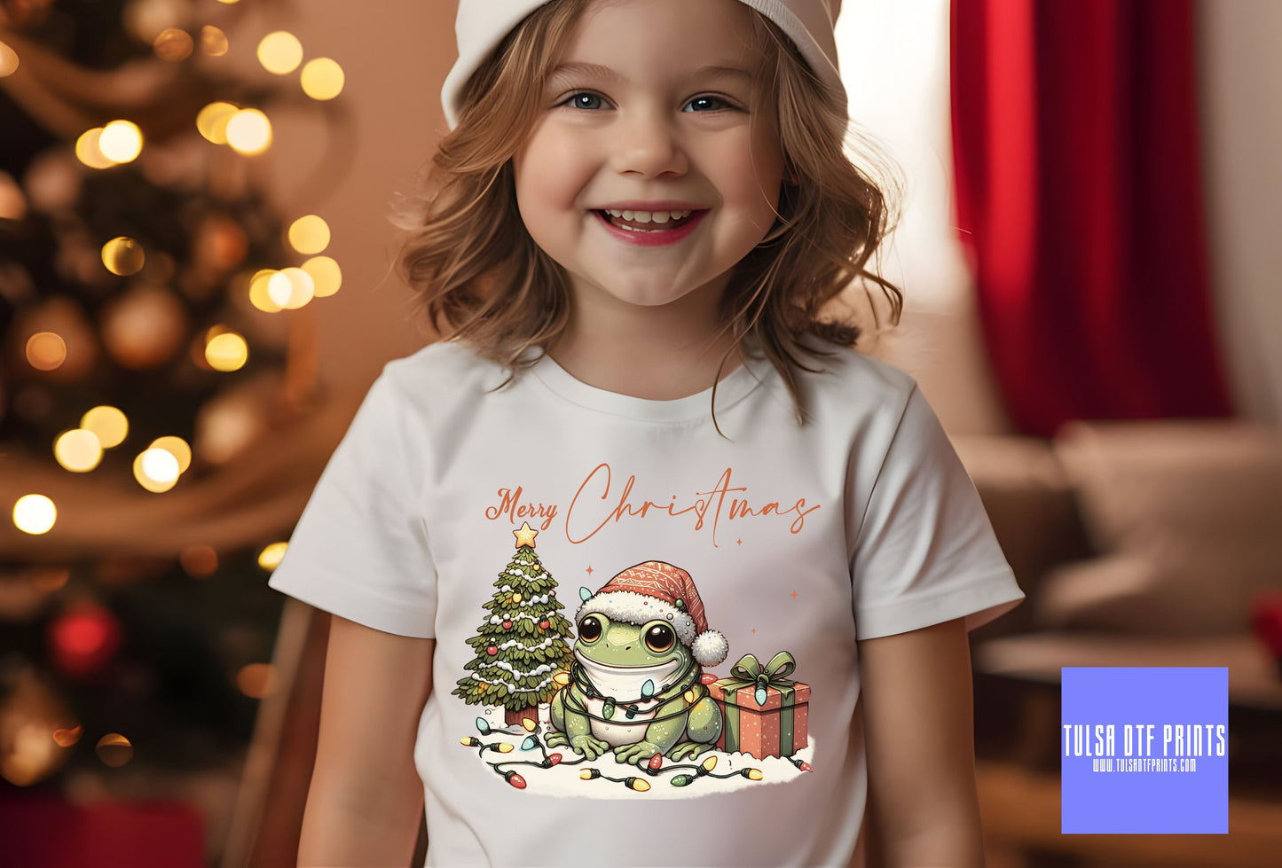 DTF MERRY CHRISTMAS FESTIVE FROG TRANSFER