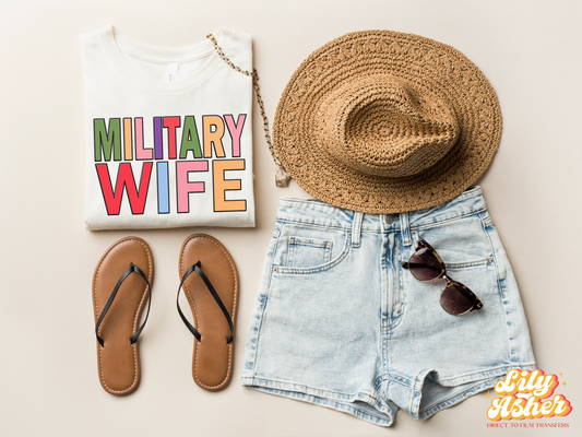 DTF MILITARY WIFE COLORFUL TRANSFER