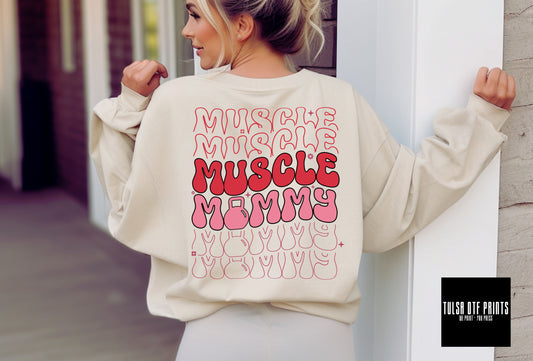 DTF MUSCLE MOMMY STACKED TEXT TRANSFER