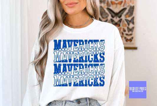 DTF MAVERICKS BLUE SOLID/OUTLINE GAME DAY TRANSFER