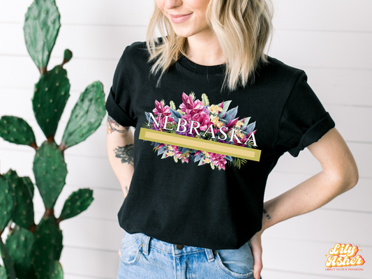 DTF NEBRASKA DESIGNER STRIPES GOLD TRANSFER