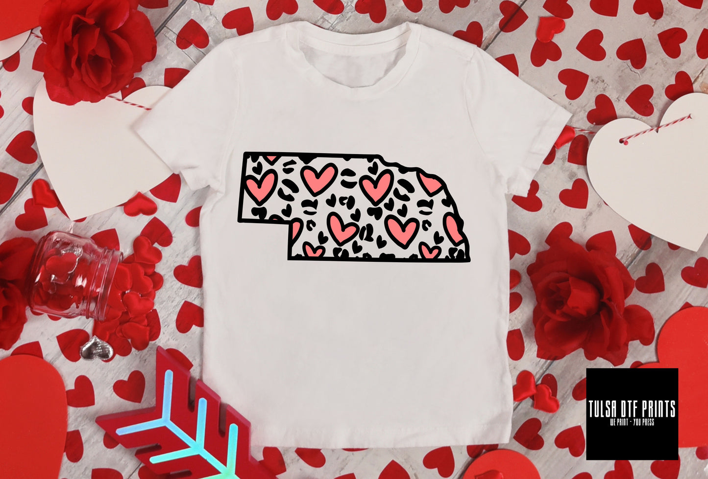 DTF NEBRASKA V DAY HEART LEOPARD STATES TRANSFER