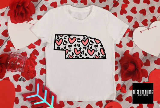 DTF NEBRASKA V DAY HEART LEOPARD STATES TRANSFER