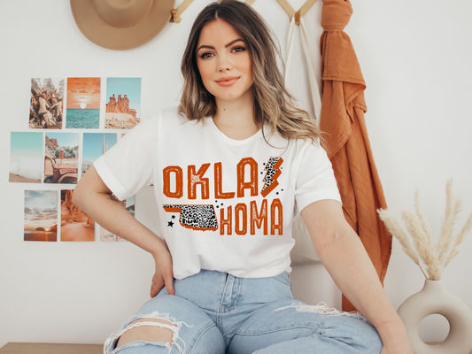 DTF OKLAHOMA BOLT ORANGE PRINT TRANSFER