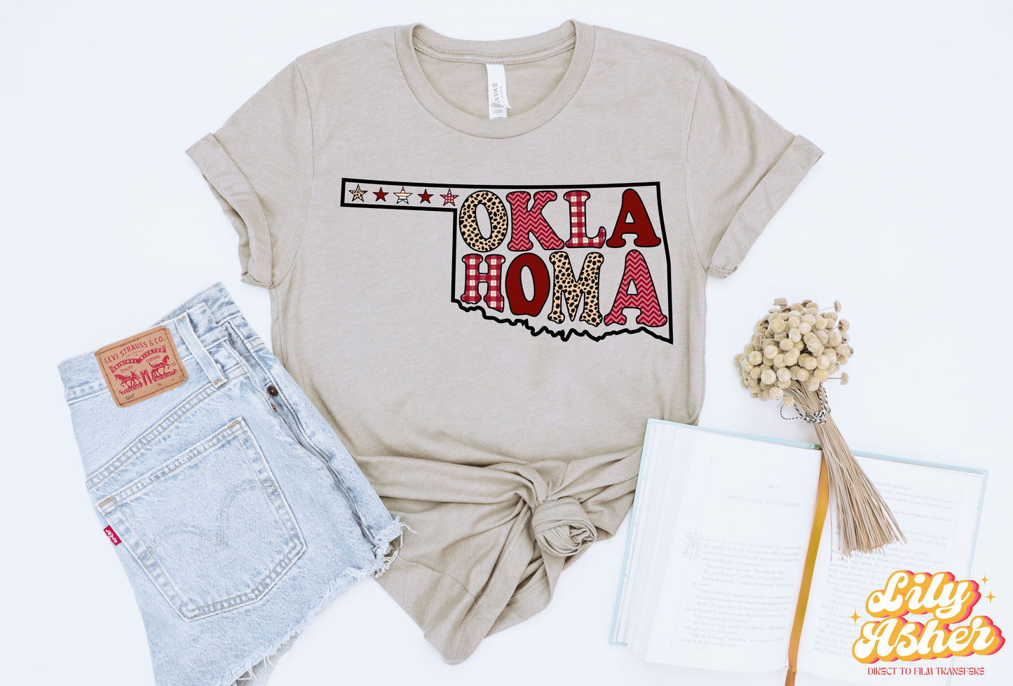 DTF OKLAHOMA CRIMSON FALL STATE OUTLINE TRANSFER