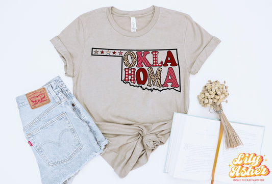 DTF OKLAHOMA CRIMSON FALL STATE OUTLINE TRANSFER