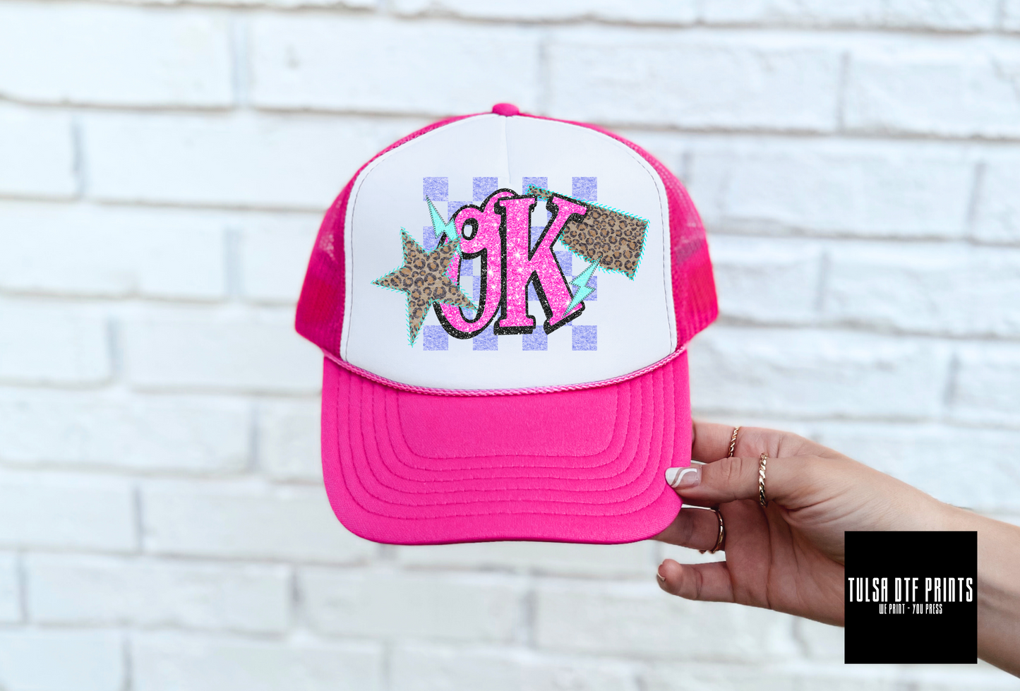 DTF OKLAHOMA LEOPARD CHECKERED STAR AND BOLT TRANSFER