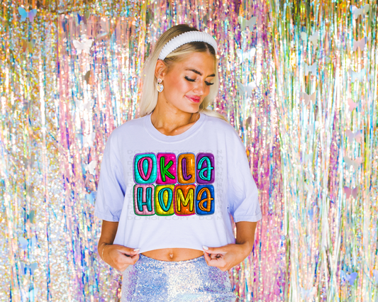 DTF OKLAHOMA 3D INFLATED LETTERS TRANSFER