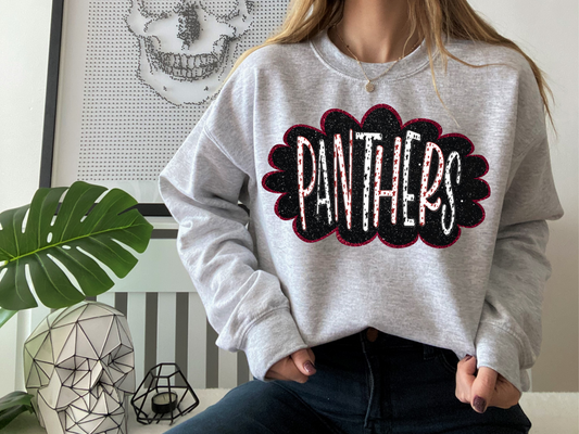 DTF PANTHERS MAROON/BLACK GLITTER CLOUD GAME DAY TRANSFER