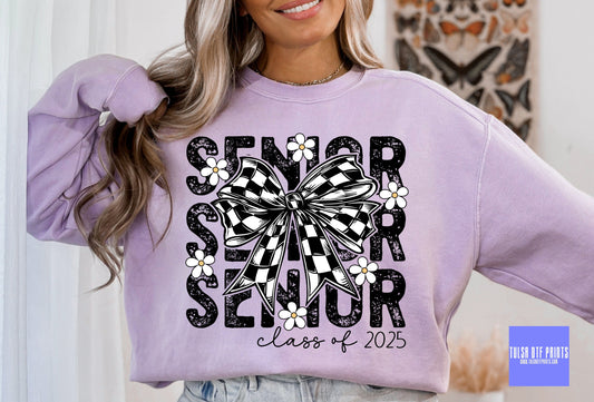 DTF SENIOR CLASS OF 2025 CHECKERED BOW TRANSFER