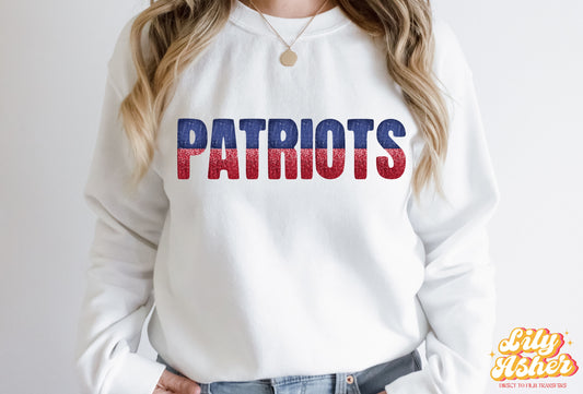 DTF PATRIOTS NAVY BLUE/RED GAME DAY SPLIT DESIGN TRANSFER