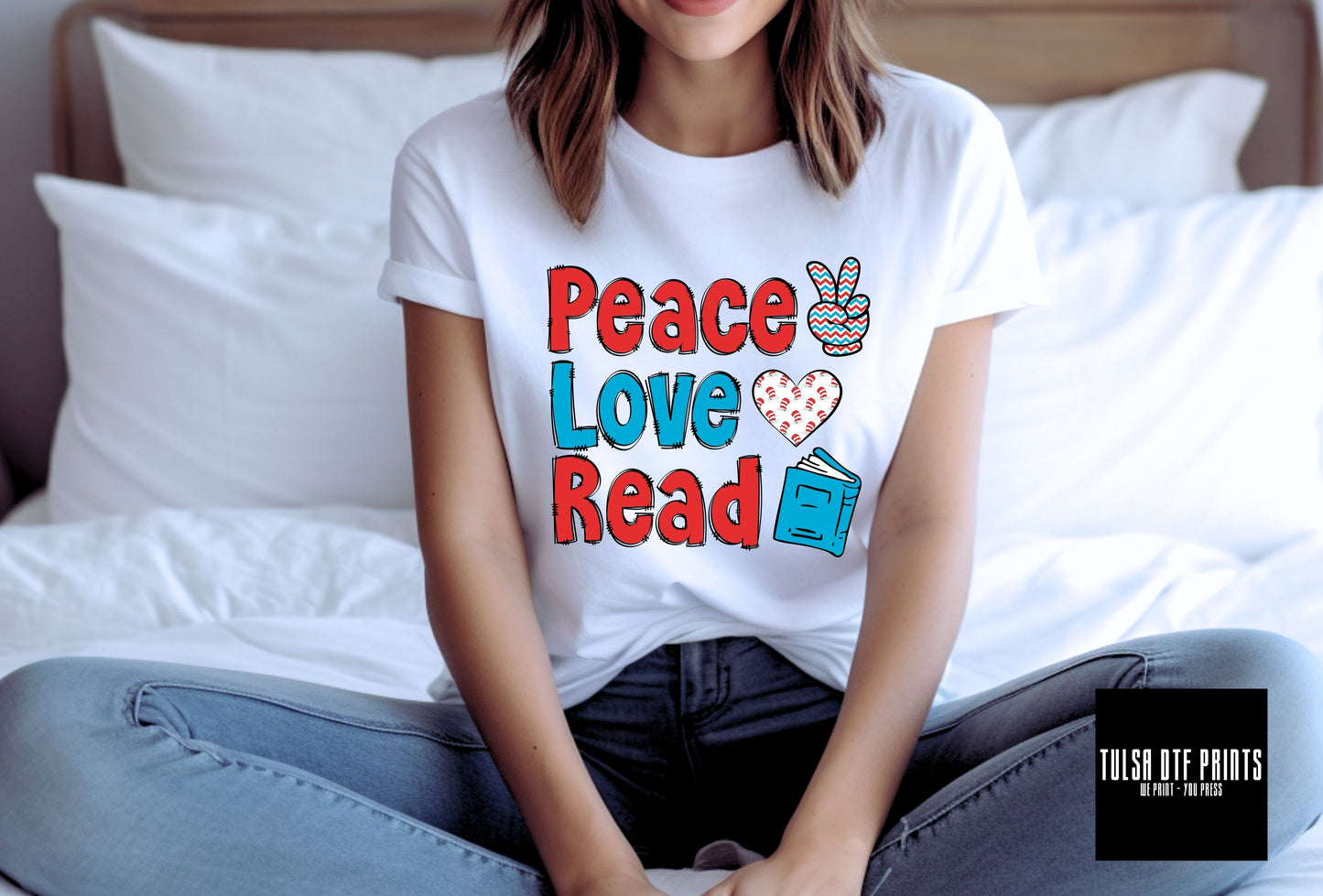 DTF PEACE-LOVE-READ TRANSFER