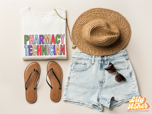 DTF PHARMACY TECHNICIAN COLORFUL TRANSFER
