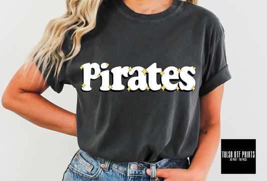 DTF PIRATES WHITE/BLACK RETRO SPARKLE TRANSFER