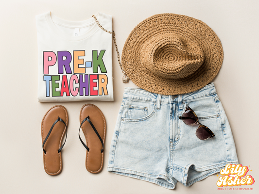 DTF PRE-K TEACHER COLORFUL TRANSFER