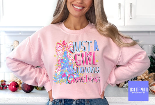 DTF PREPPY JUST A GIRL WHO LOVES CHRISTMAS TRANSFER