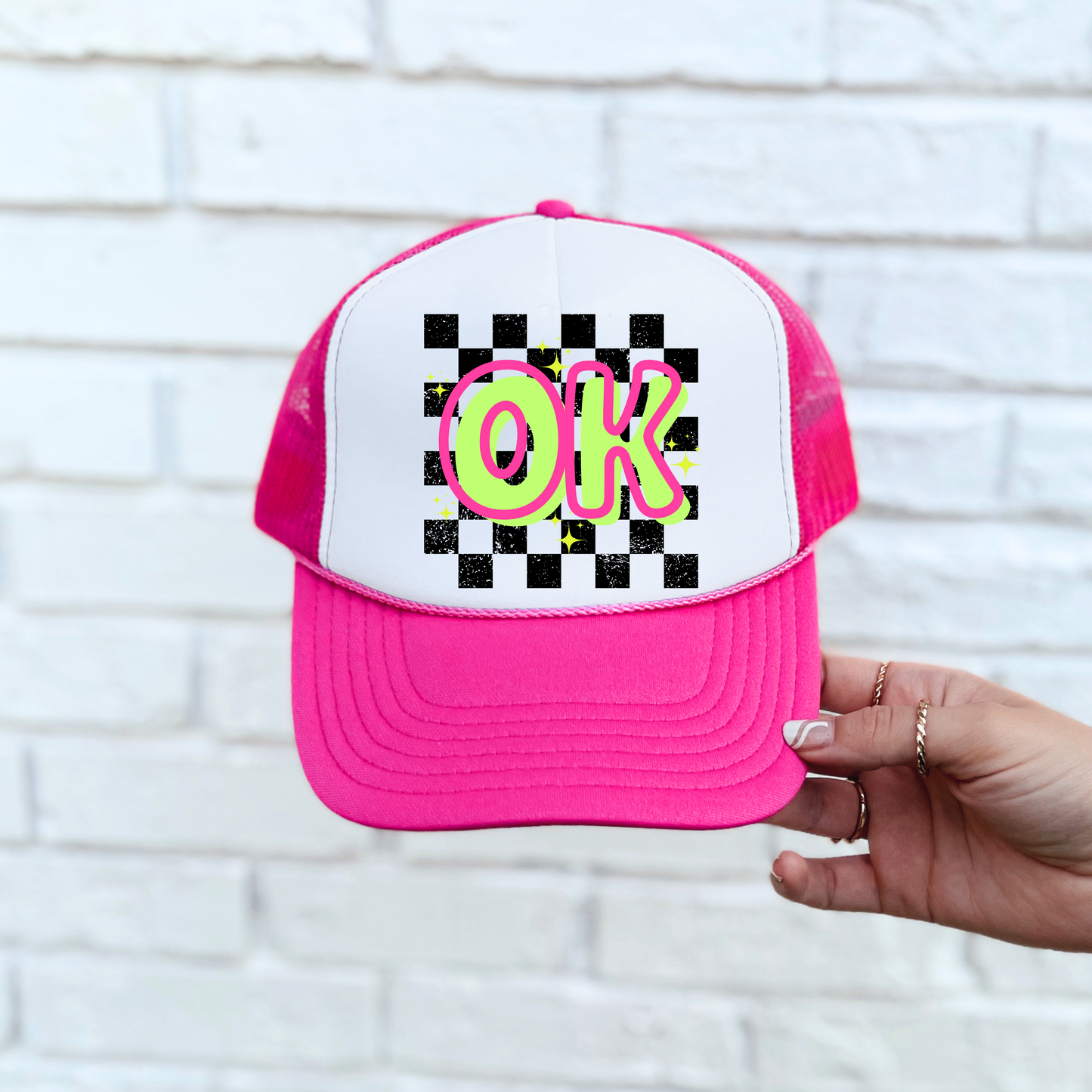 DTF OKLAHOMA NEON CHECKERED STATE TRANSFER