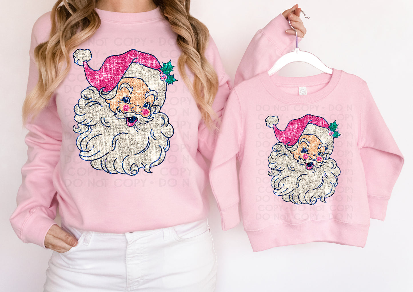 DTF PINK SANTA FAUX SEQUIN TRANSFER