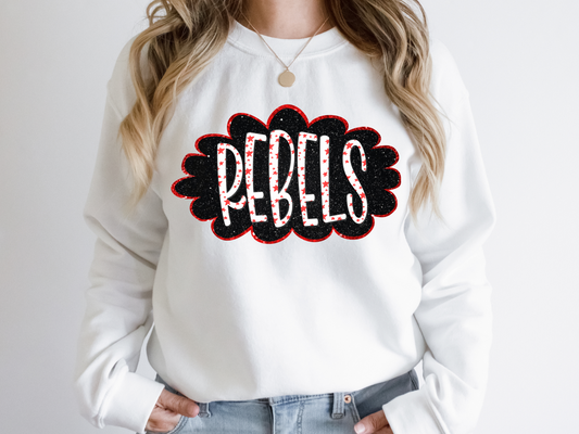DTF REBELS RED/BLACK GLITTER CLOUD GAME DAY TRANSFER