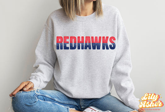 DTF REDHAWKS RED/NAVY BLUE GAME DAY SPLIT DESIGN TRANSFER