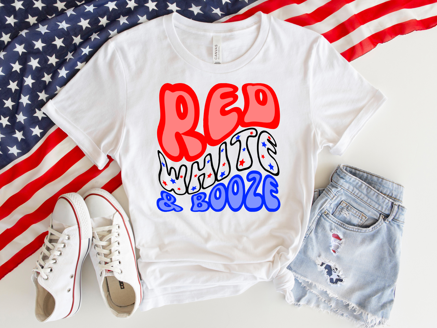 DTF RED WHITE & BOOZE 4TH OF JULY PRINT TRANSFER