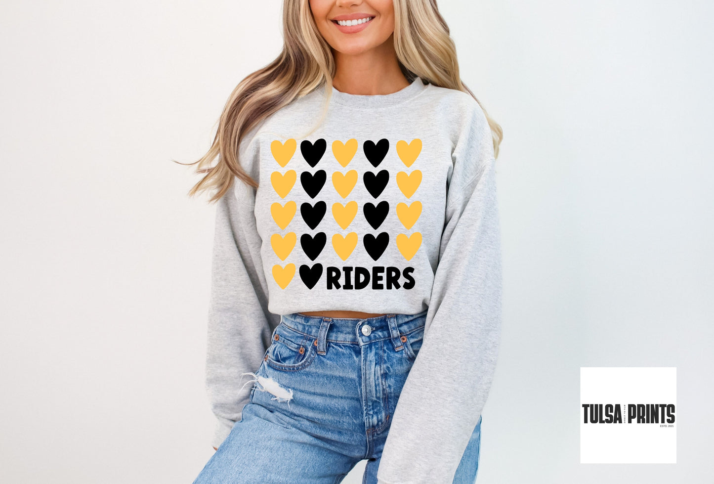 DTF RIDERS YELLOW GOLD/BLK STACKED HEARTS GAME DAY TRANSFER
