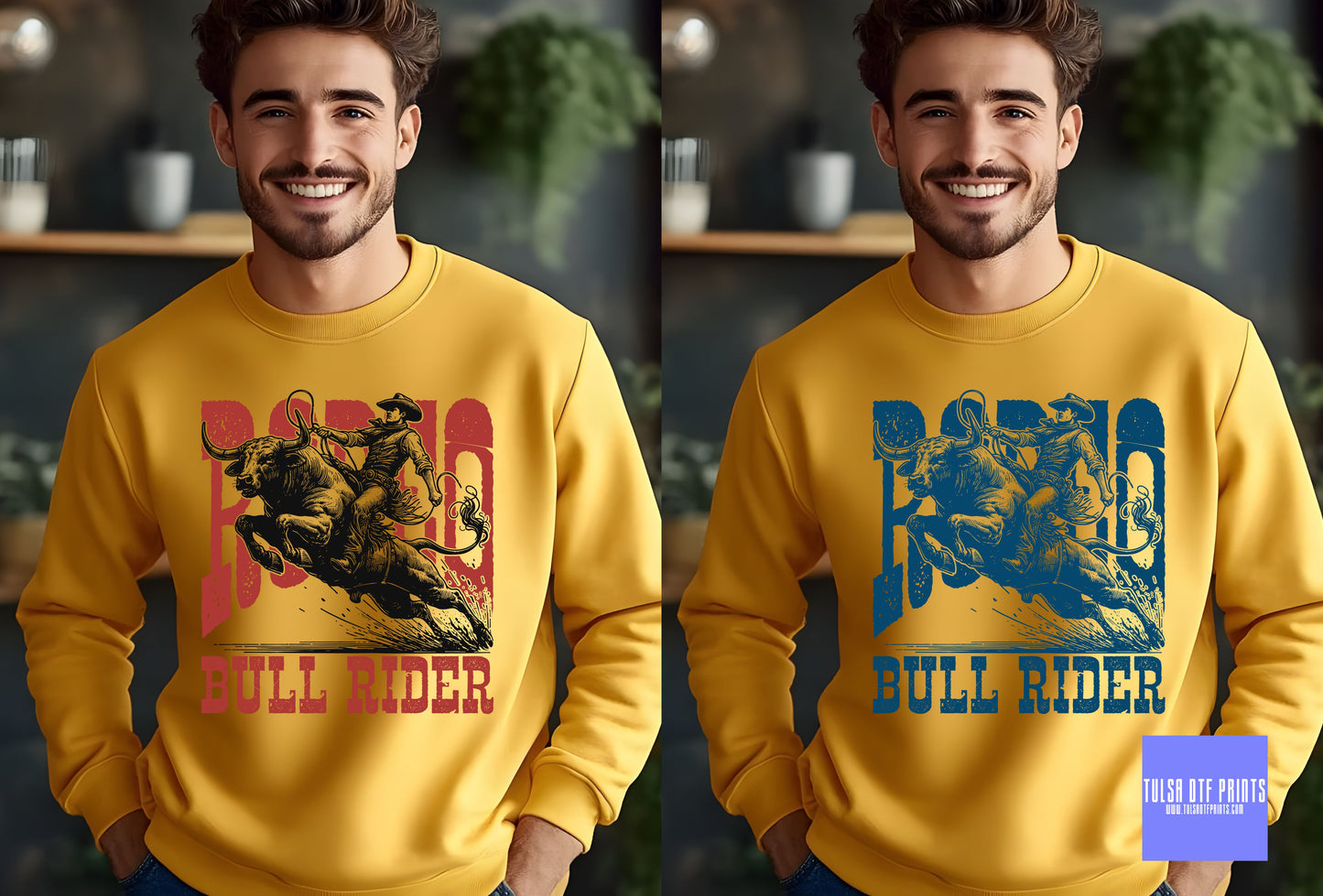 DTF RODEO BULL RIDING COWBOY (6 COLORS AVAIL.) TRANSFER