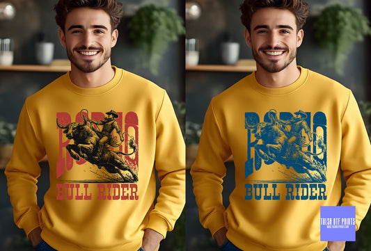 DTF RODEO BULL RIDING COWBOY (6 COLORS AVAIL.) TRANSFER