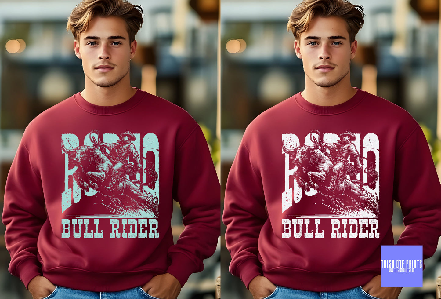DTF RODEO BULL RIDING COWBOY (6 COLORS AVAIL.) TRANSFER
