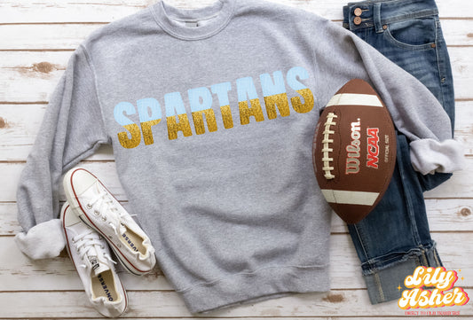 DTF SPARTANS ROYAL BLUE/YELLOW GAME DAY SPLIT DESIGN TRANSFER