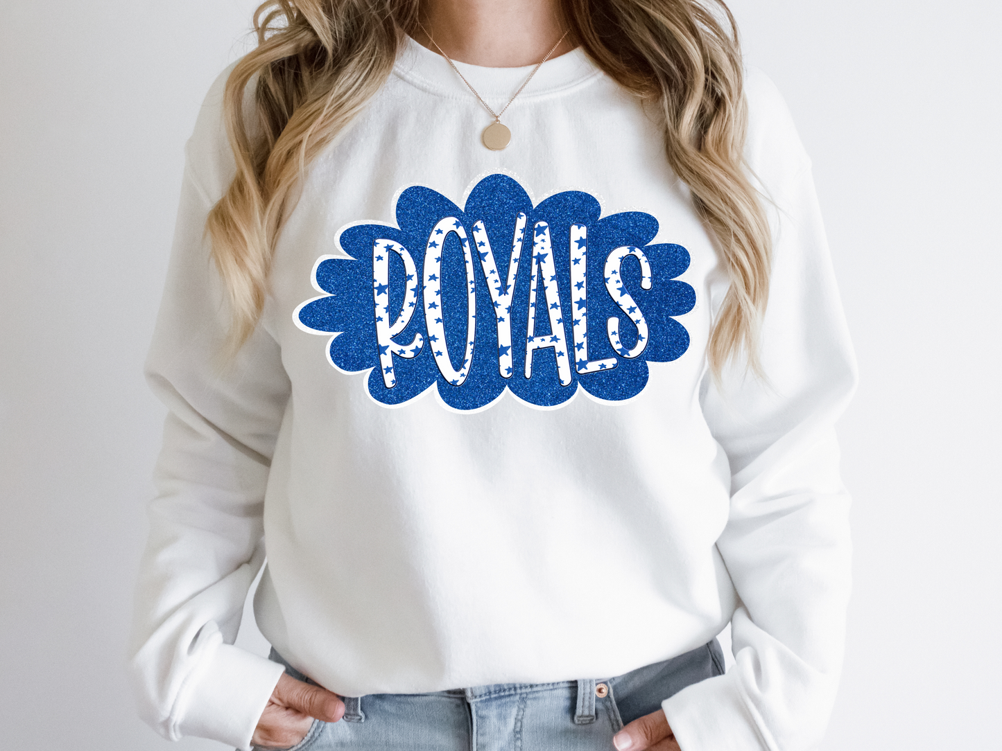 DTF ROYALS BLUE/WHITE GLITTER CLOUD GAME DAY TRANSFER