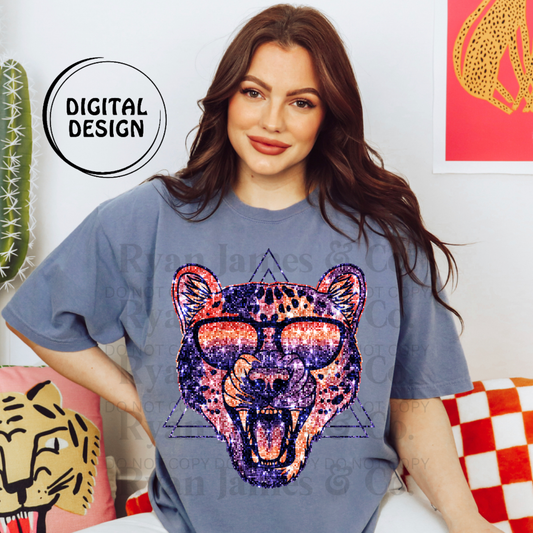 DTF RETRO LEOPARD FAUX SEQUIN TRANSFER