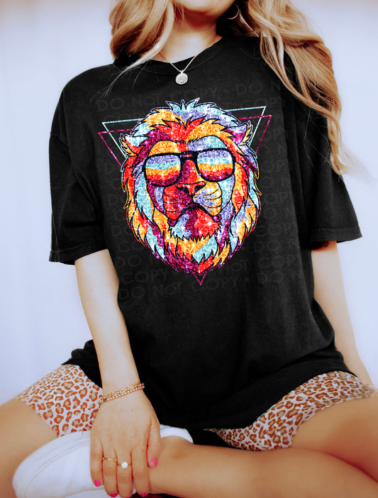 DTF RETRO LION FAUX SEQUIN TRANSFER