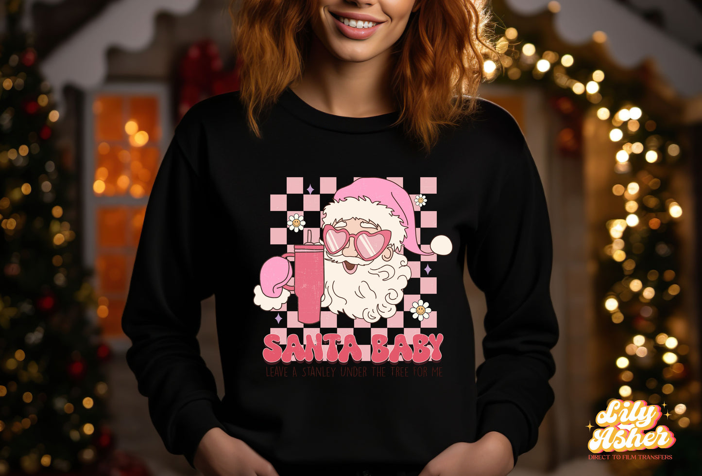 DTF SANTA BABY PINK TRANSFER