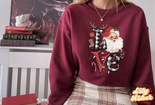 DTF SANTA LOVE PATTERN TRANSFER