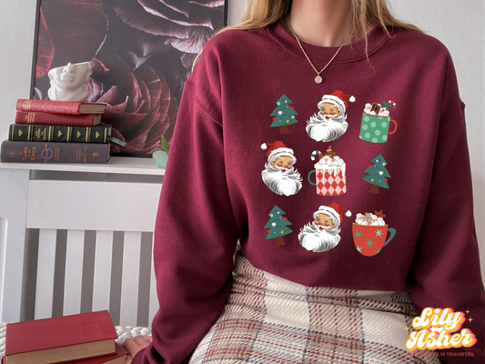 DTF SANTA PATTERN CHRISTMAS TRANSFER