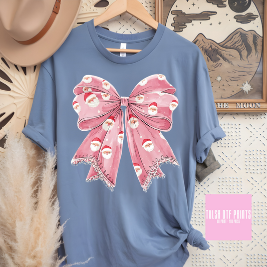 DTF SANTA PINK COQUETTE BOW TRANSFER