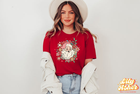 DTF SANTA RETRO FLORAL TRANSFER