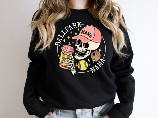 DTF SKULL BALLPARK MAMA HALLOWEEN PRINT TRANSFER