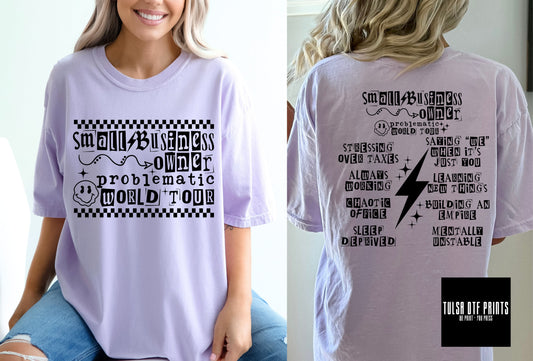 DTF SMALL BUSINESS OWNER WORLD TOUR FRONT & BACK TRANSFER