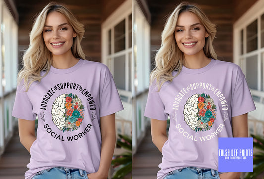 DTF SOCIAL WORKER FLORAL MIND (2 COLORS AVAILABLE) TRANSFER